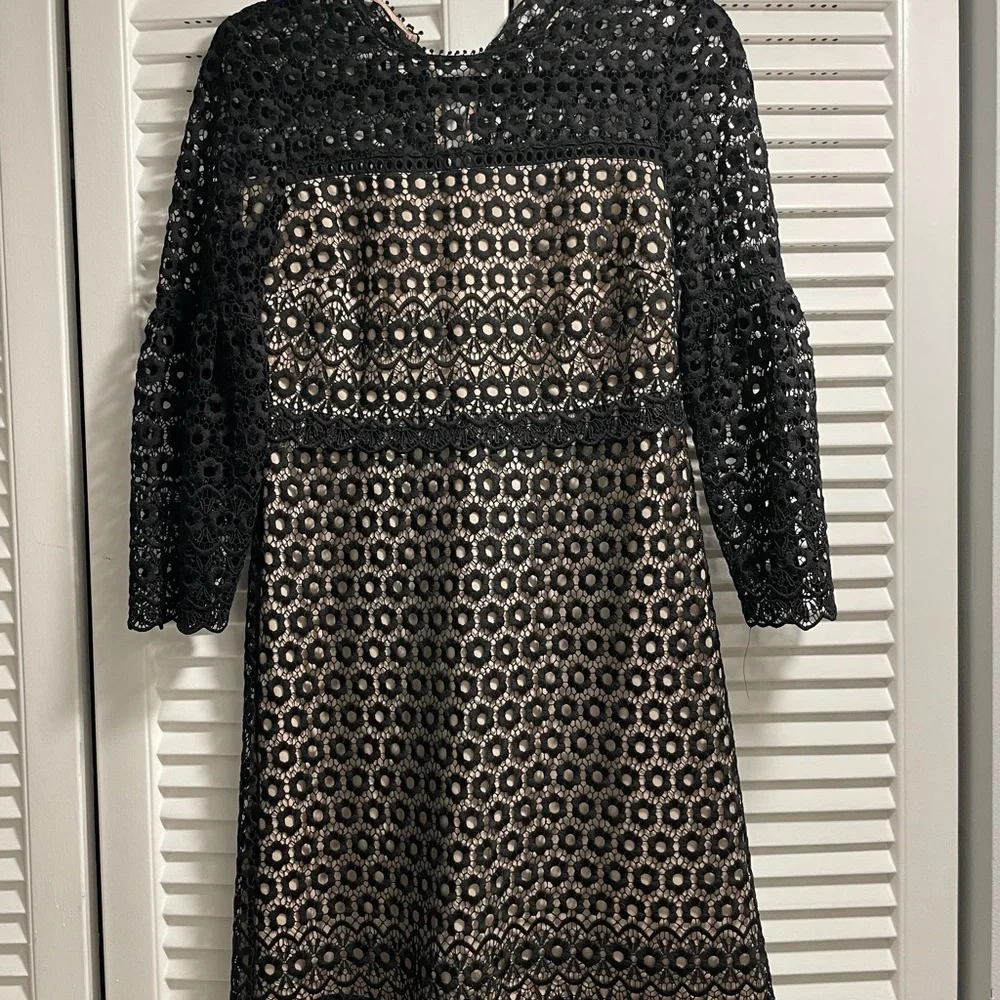 J. Crew Black Lace Long Sleeve Dress